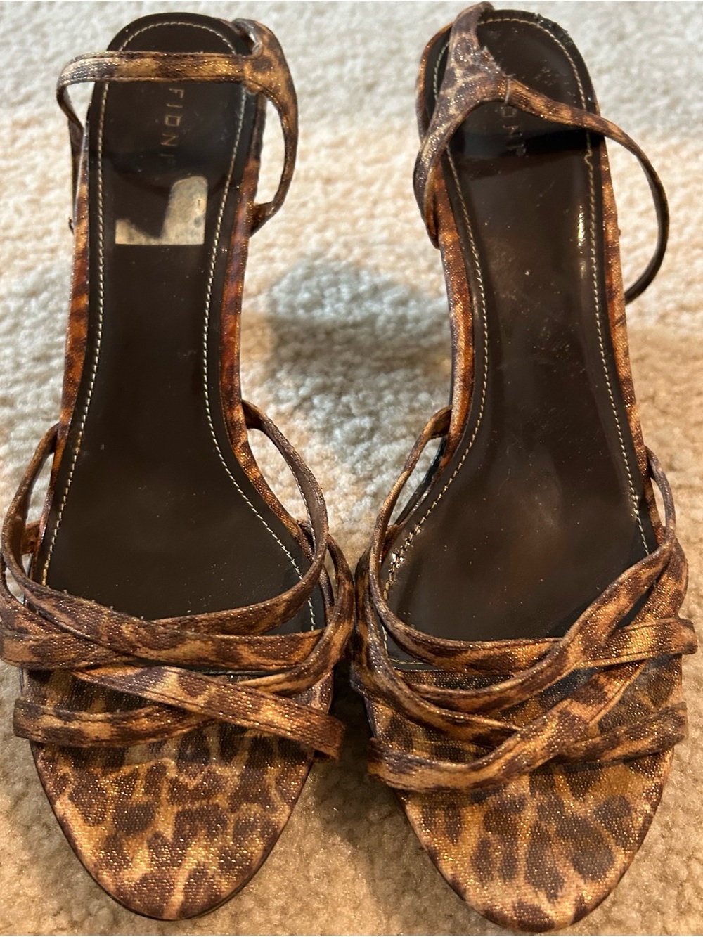 FIONI Clothing Women’s Leopard Print Strappy 4” Heeled Sandals 10